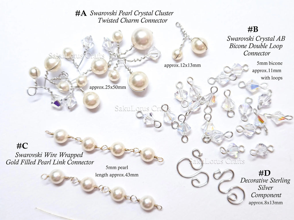 Vintage Swarovski Pearl & Crystal Handmade Connectors • Sterling Silver & Gold Filled • Jewelry Making Supplies Destash
