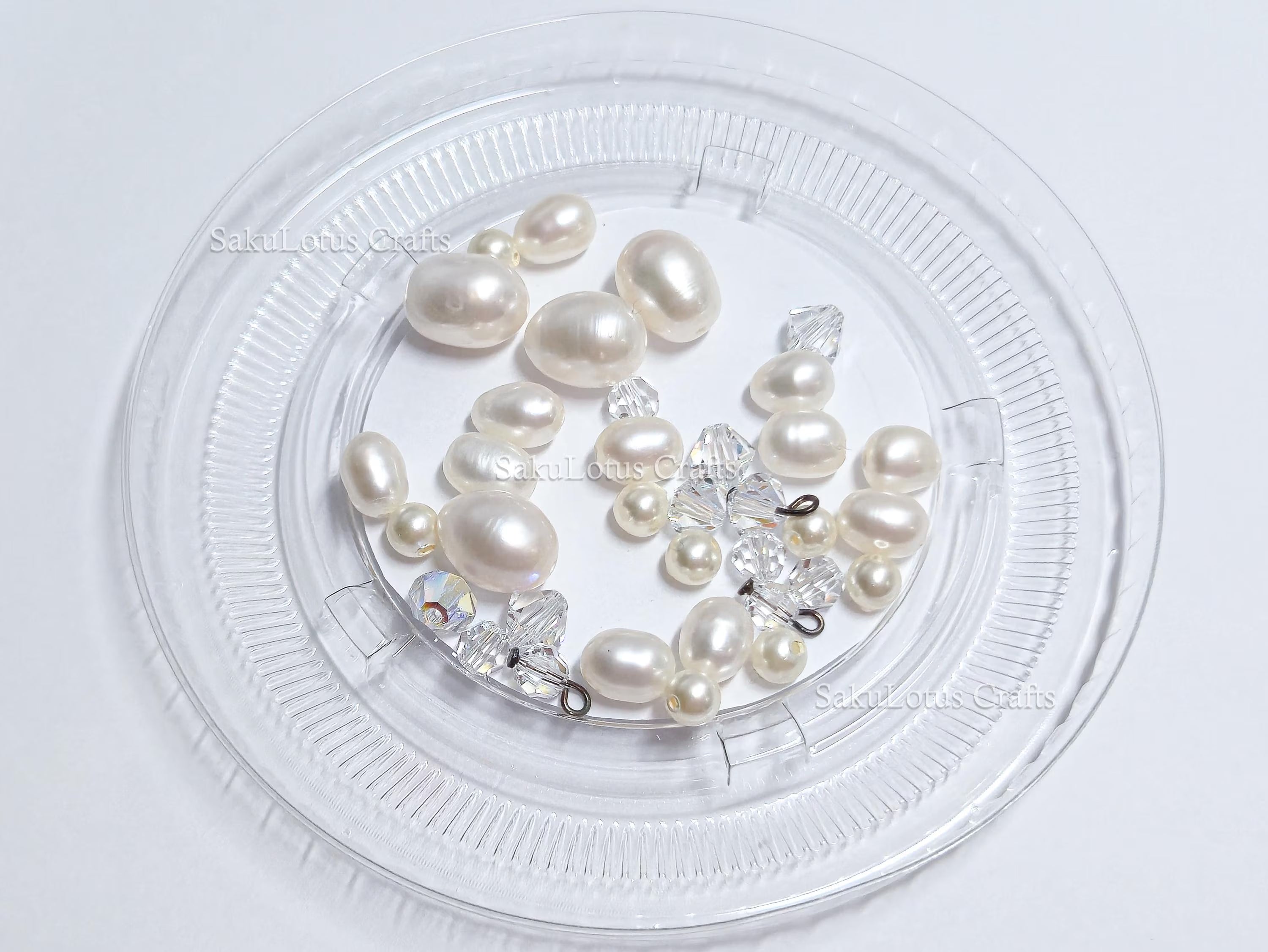 White Freshwater Pearl & Swarovski Crystal Jewelry Lot • 4–9mm Pearls • Pearl & Crystal Beads • Jewelry Making Supplies