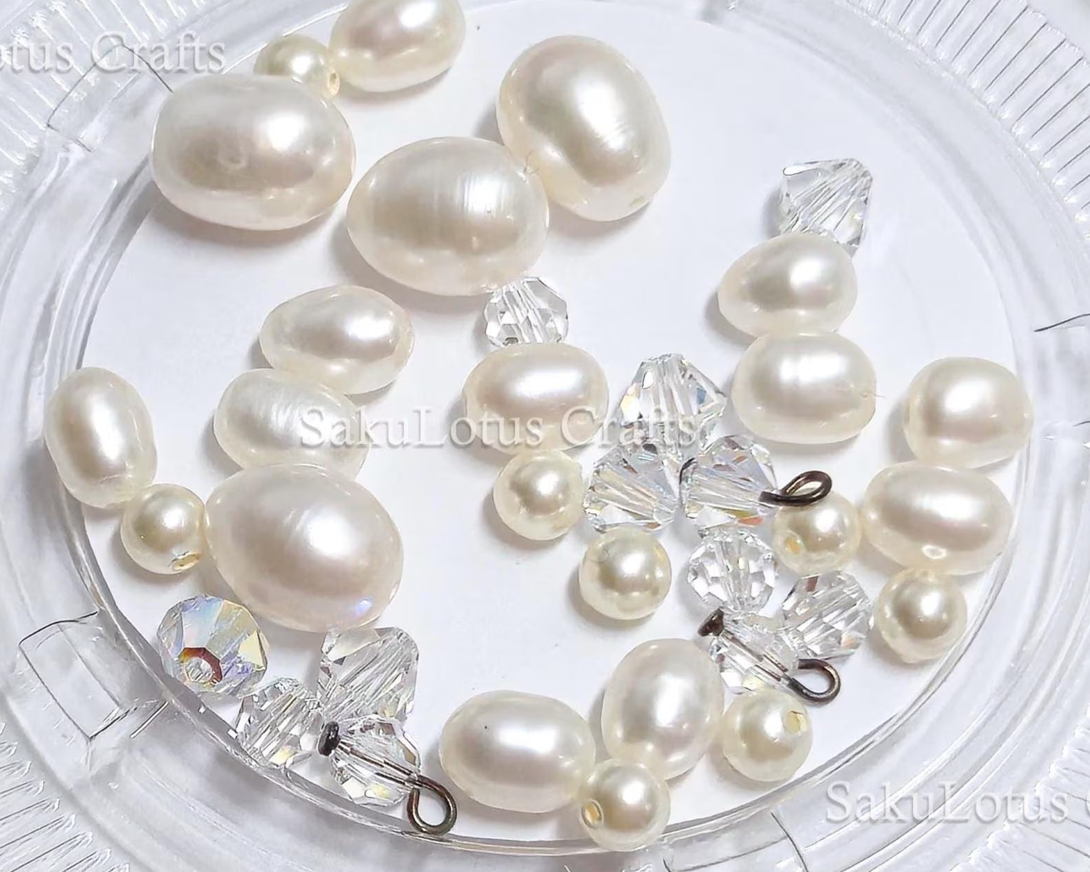 White Freshwater Pearl & Swarovski Crystal Jewelry Lot • 4–9mm Pearls • Pearl & Crystal Beads • Jewelry Making Supplies