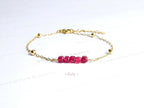 Birthstone Gemstone Bracelet • Cube-Cut Natural Stones • 18K Gold or Silver Stainless Steel • 7" + 1" Extender