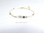 Birthstone Gemstone Bracelet • Cube-Cut Natural Stones • 18K Gold or Silver Stainless Steel • 7" + 1" Extender