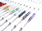 Birthstone Gemstone Bracelet • Cube-Cut Natural Stones • 18K Gold or Silver Stainless Steel • 7" + 1" Extender