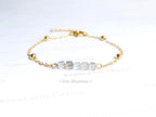 Birthstone Gemstone Bracelet • Cube-Cut Natural Stones • 18K Gold or Silver Stainless Steel • 7" + 1" Extender