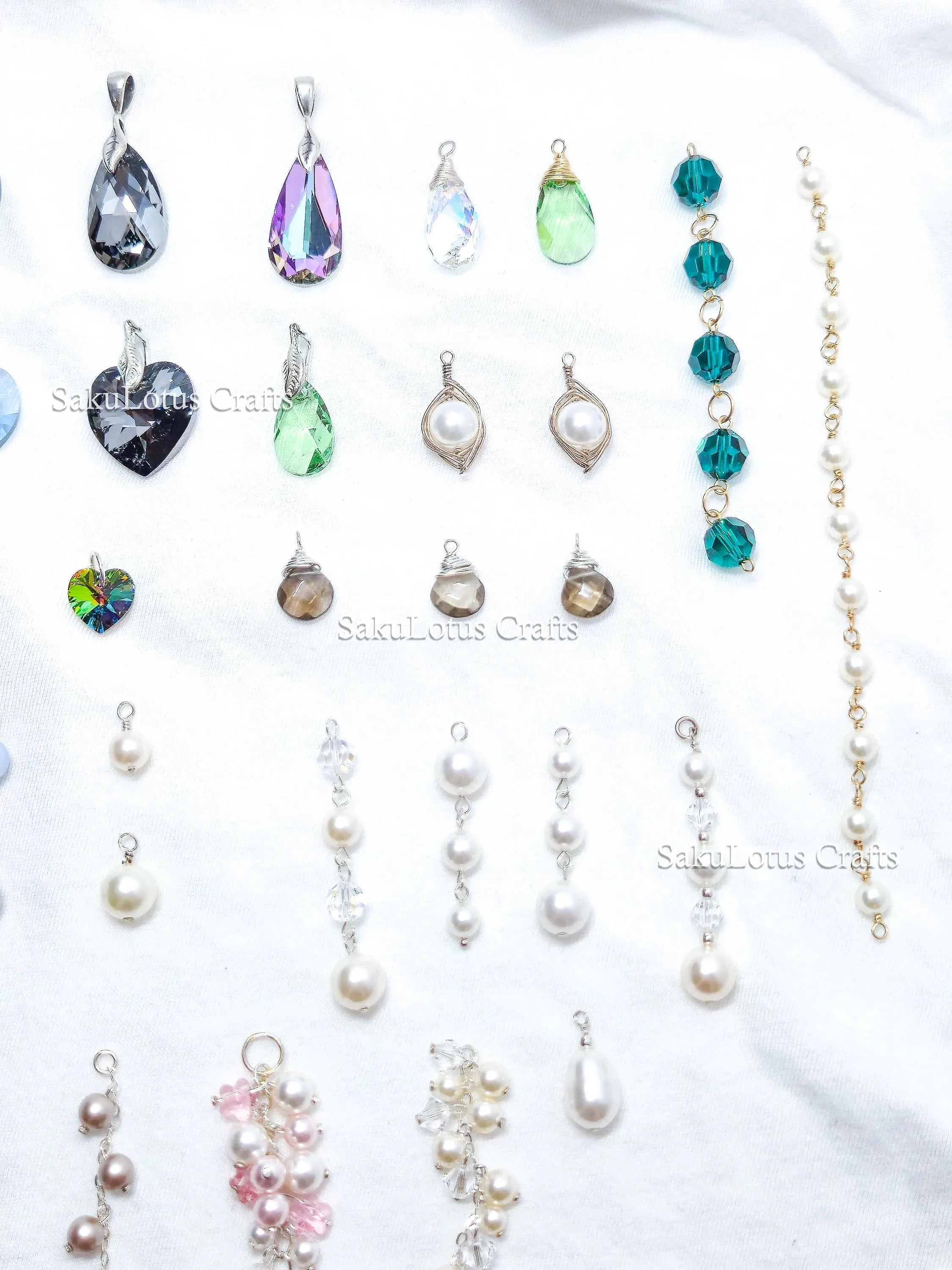 U Pick Swarovski Crystal Pendant • Pearl & Crystal Charm • Sterling Silver or 14K Gold Filled • DIY Add-On Pendant