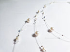 Handmade Floating Necklace Swarovski Pearl Crystal  • 925 Sterling Silver • Triple Layered 19" 21" 24" • 1127 Designs