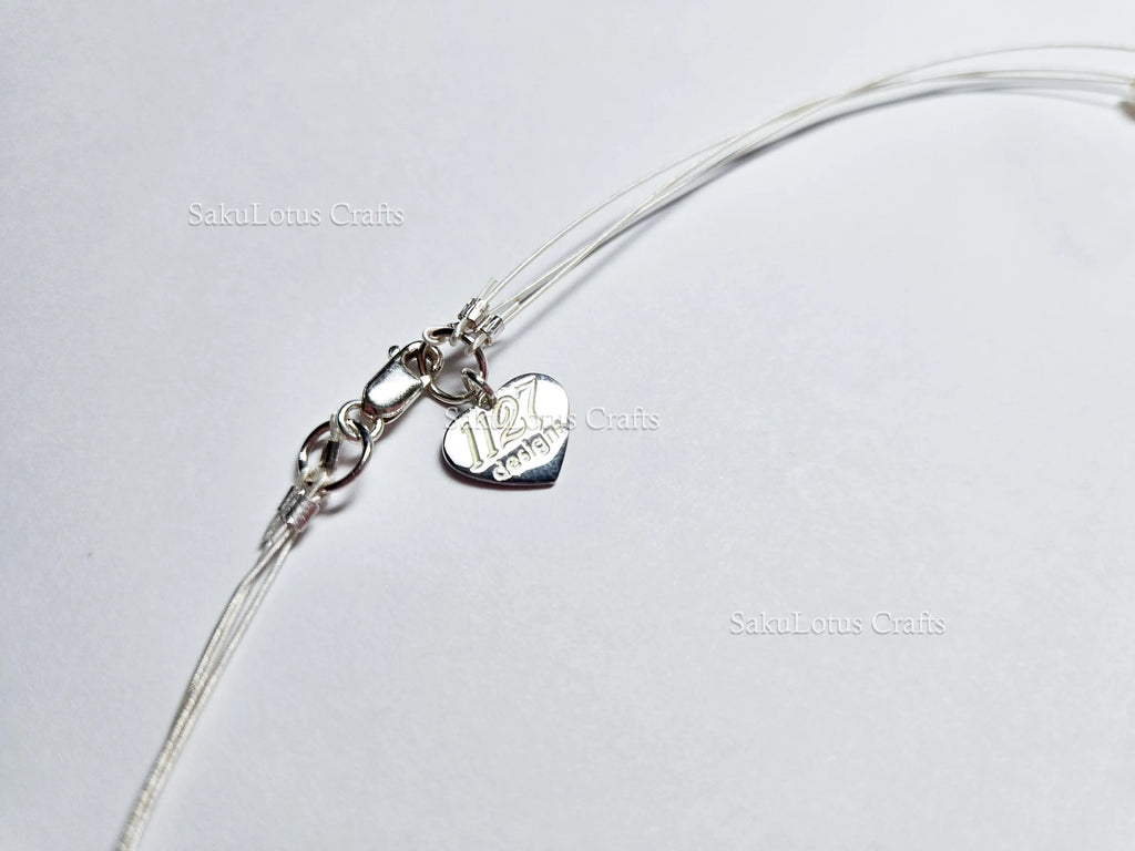Handmade Floating Necklace Swarovski Pearl Crystal  • 925 Sterling Silver • Triple Layered 19" 21" 24" • 1127 Designs