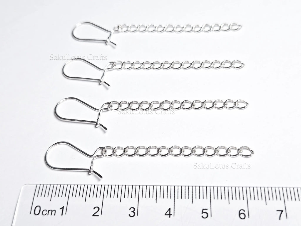 Solid 925 Sterling Silver Long Chain Drop Earrings • 6cm Fish Hook Dangle • Minimal Earrings or DIY Jewelry Base