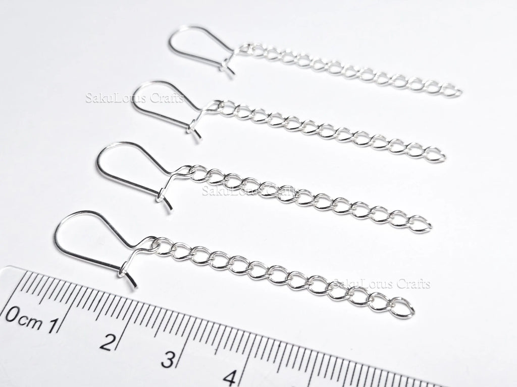 Solid 925 Sterling Silver Long Chain Drop Earrings • 6cm Fish Hook Dangle • Minimal Earrings or DIY Jewelry Base