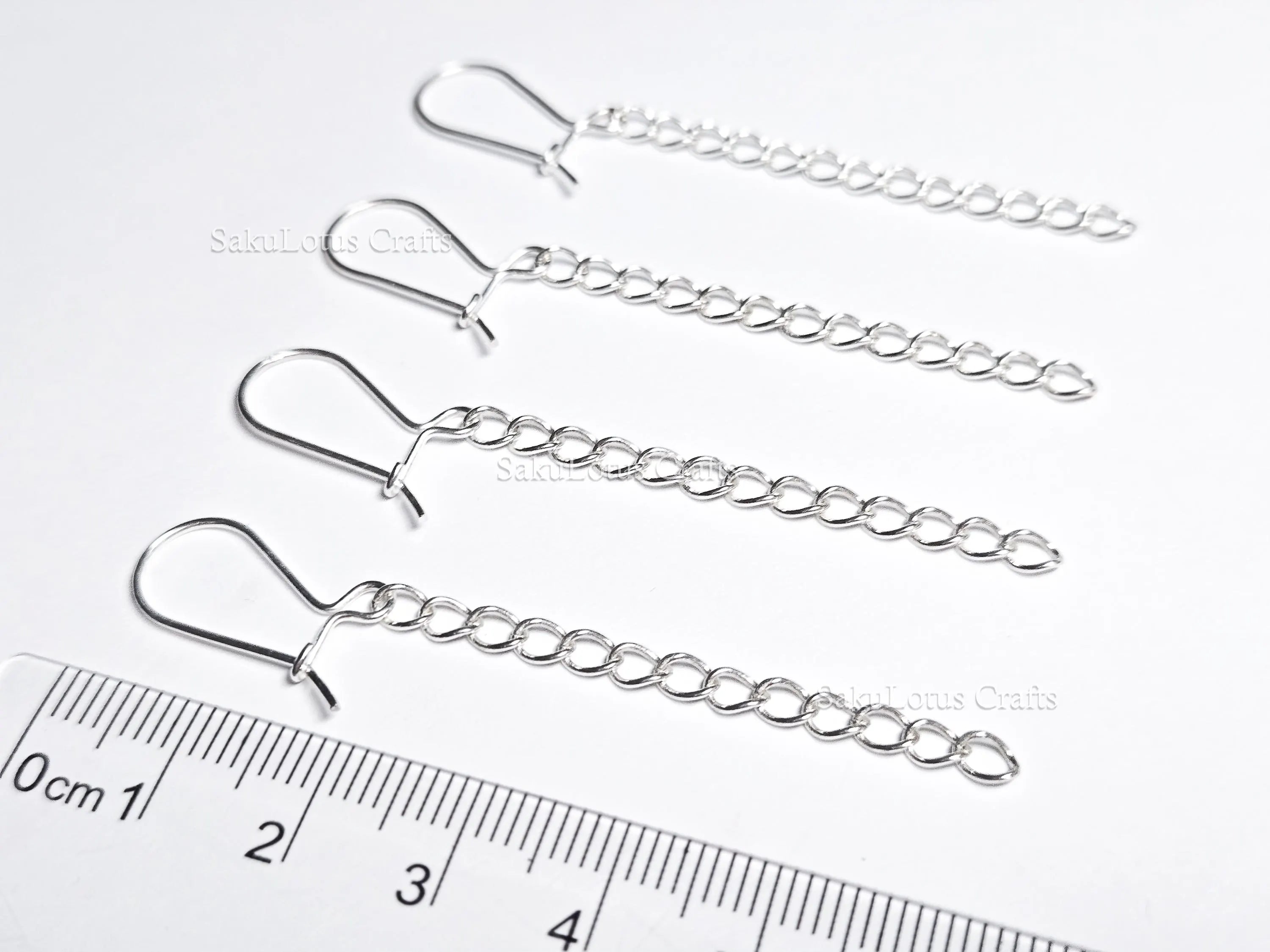 Solid 925 Sterling Silver Long Chain Drop Earrings • 6cm Fish Hook Dangle • Minimal Earrings or DIY Jewelry Base