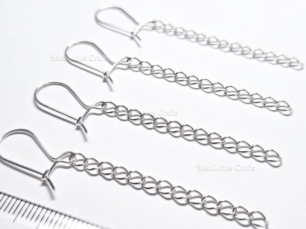 Solid 925 Sterling Silver Long Chain Drop Earrings • 6cm Fish Hook Dangle • Minimal Earrings or DIY Jewelry Base