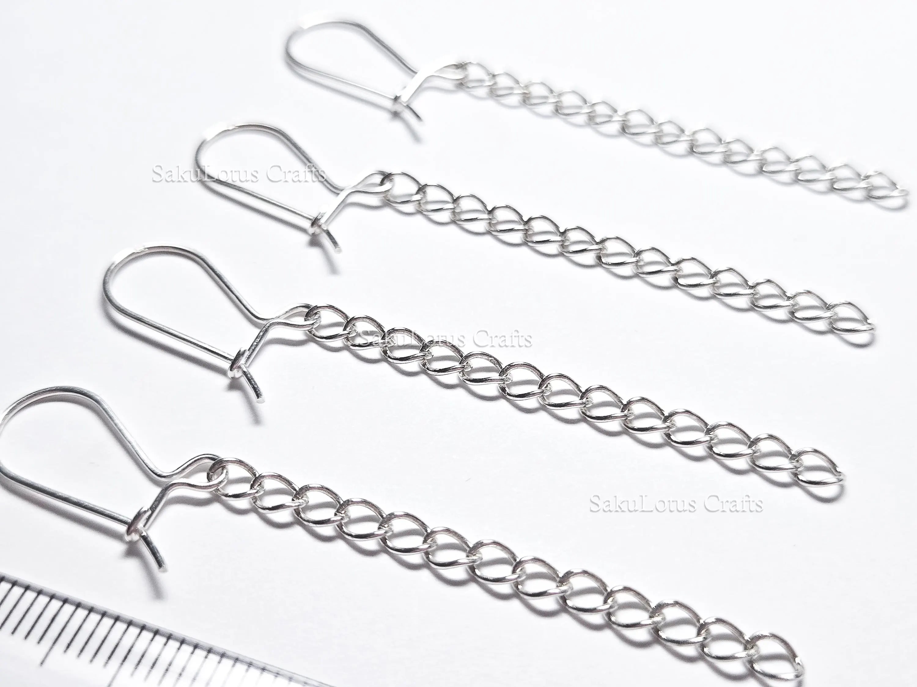 Solid 925 Sterling Silver Long Chain Drop Earrings • 6cm Fish Hook Dangle • Minimal Earrings or DIY Jewelry Base