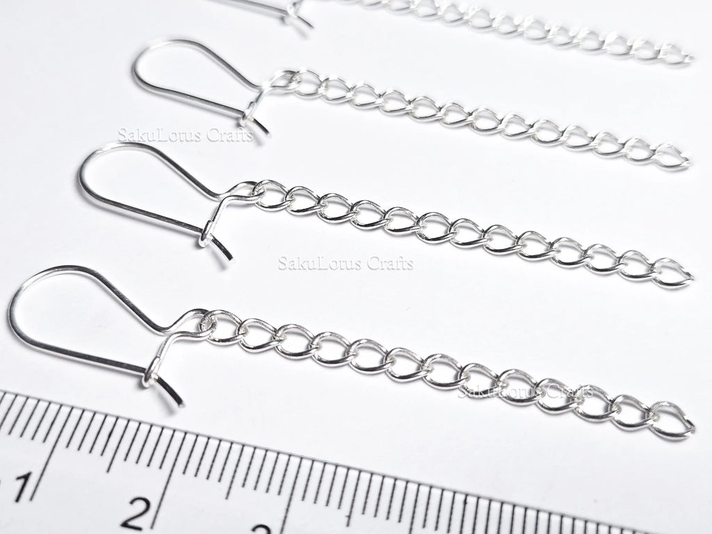 Solid 925 Sterling Silver Long Chain Drop Earrings • 6cm Fish Hook Dangle • Minimal Earrings or DIY Jewelry Base