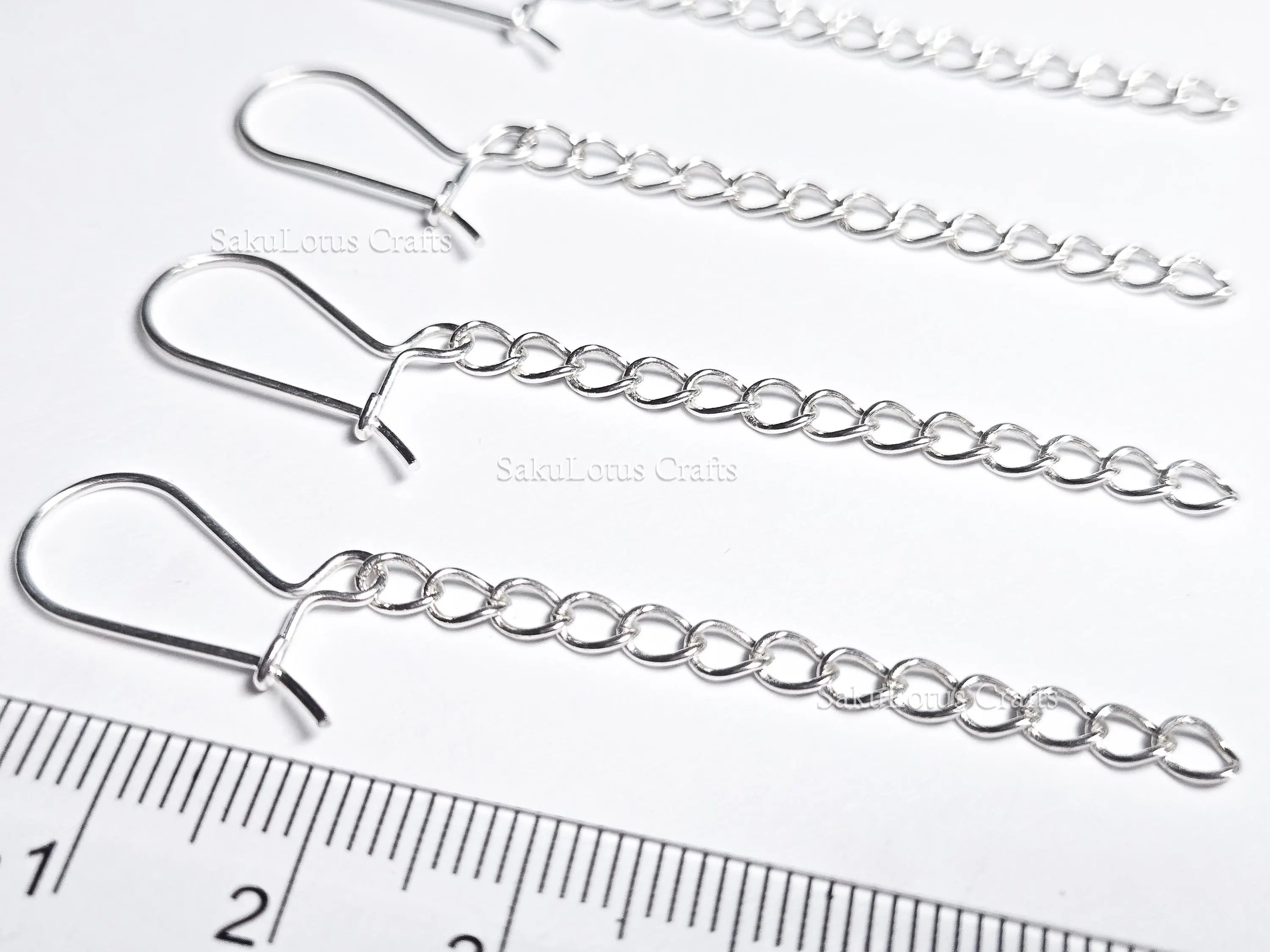 Solid 925 Sterling Silver Long Chain Drop Earrings • 6cm Fish Hook Dangle • Minimal Earrings or DIY Jewelry Base