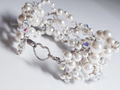 Handmade Swarovski Pearl & Crystal Cluster Bracelet – 925 Sterling Silver Vintage Style