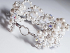 Handmade Swarovski Pearl & Crystal Cluster Bracelet – 925 Sterling Silver Vintage Style