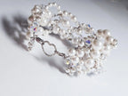 Handmade Swarovski Pearl & Crystal Cluster Bracelet – 925 Sterling Silver Vintage Style