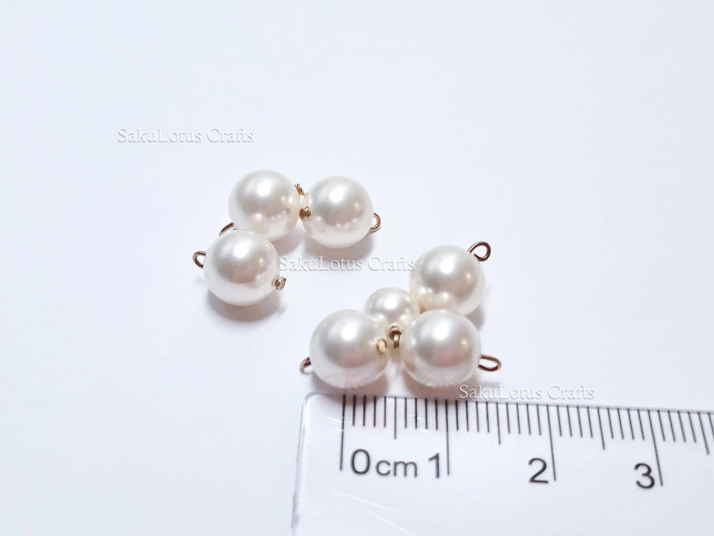 7pc Swarovski Pearl Charm Connector Lot • White Pearl Pendants • 925 Sterling Silver Loops • Jewelry Making Supplies