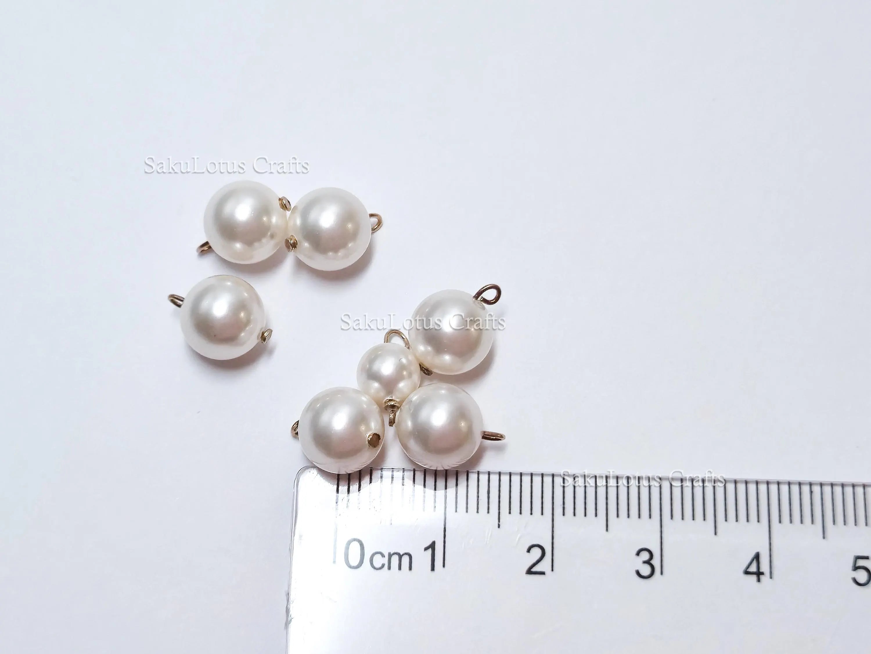 7pc Swarovski Pearl Charm Connector Lot • White Pearl Pendants • 925 Sterling Silver Loops • Jewelry Making Supplies