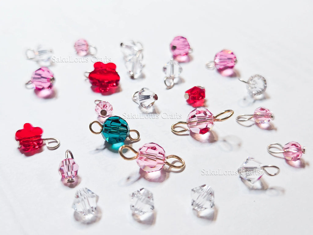 24pc Swarovski Crystal Connector Lot • Round Bicone Flower Beads • Sterling Silver & Gold Filled Loops • Jewelry Making