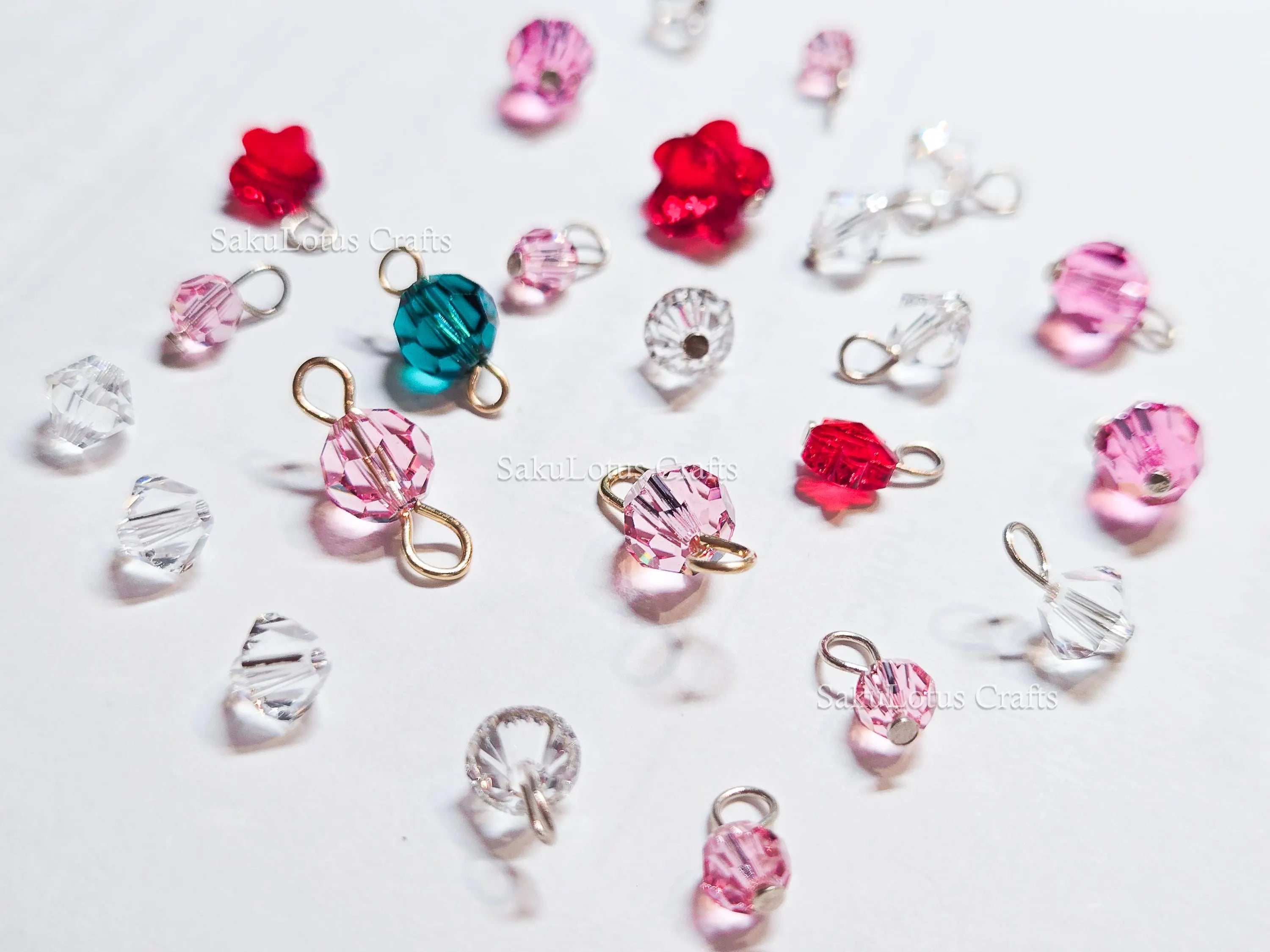 24pc Swarovski Crystal Connector Lot • Round Bicone Flower Beads • Sterling Silver & Gold Filled Loops • Jewelry Making