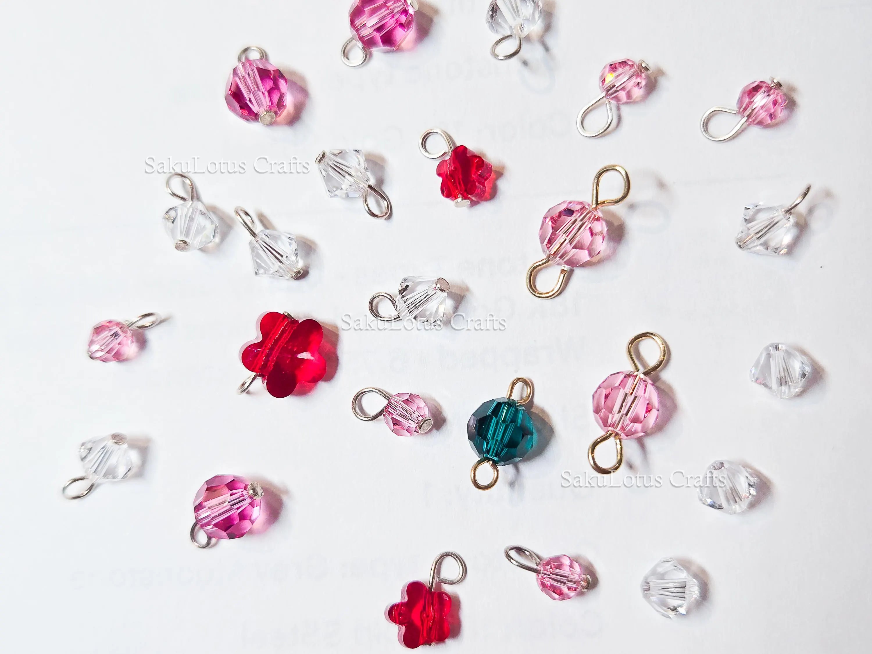 24pc Swarovski Crystal Connector Lot • Round Bicone Flower Beads • Sterling Silver & Gold Filled Loops • Jewelry Making