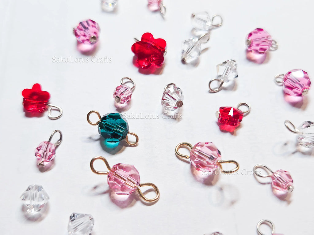 24pc Swarovski Crystal Connector Lot • Round Bicone Flower Beads • Sterling Silver & Gold Filled Loops • Jewelry Making
