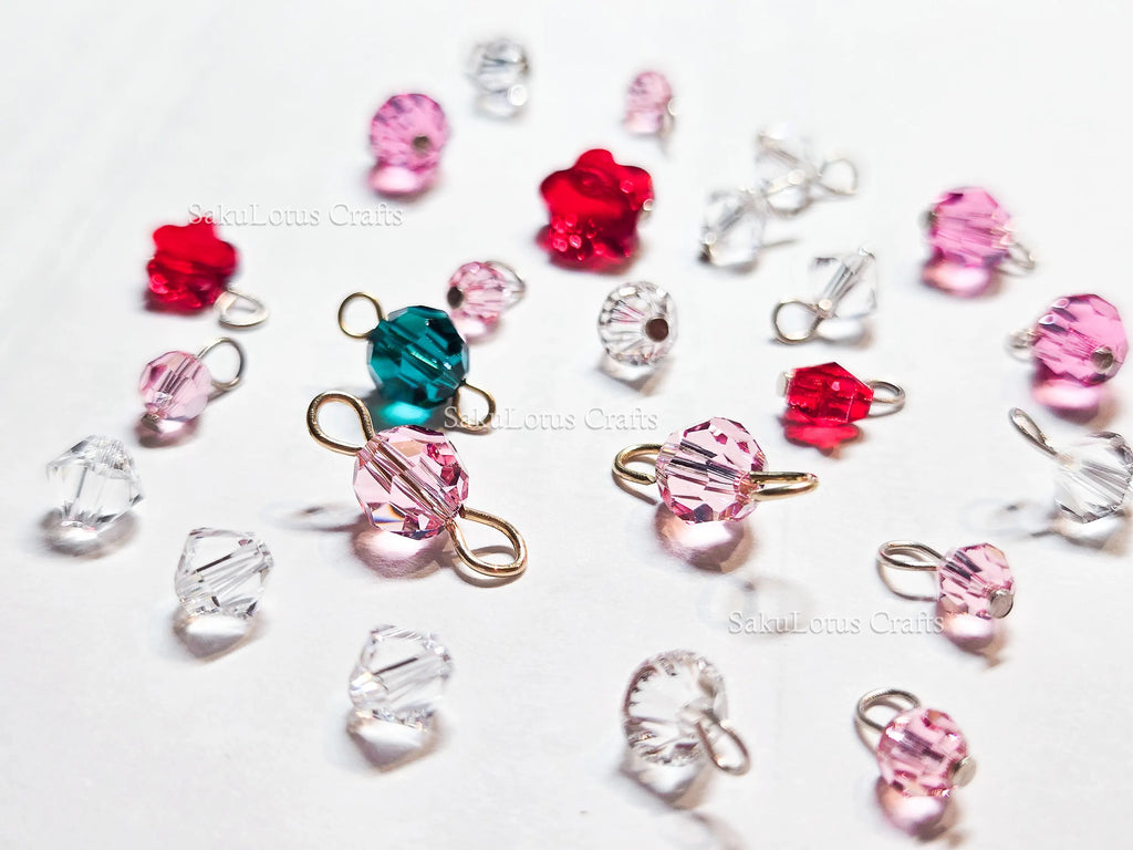 24pc Swarovski Crystal Connector Lot • Round Bicone Flower Beads • Sterling Silver & Gold Filled Loops • Jewelry Making