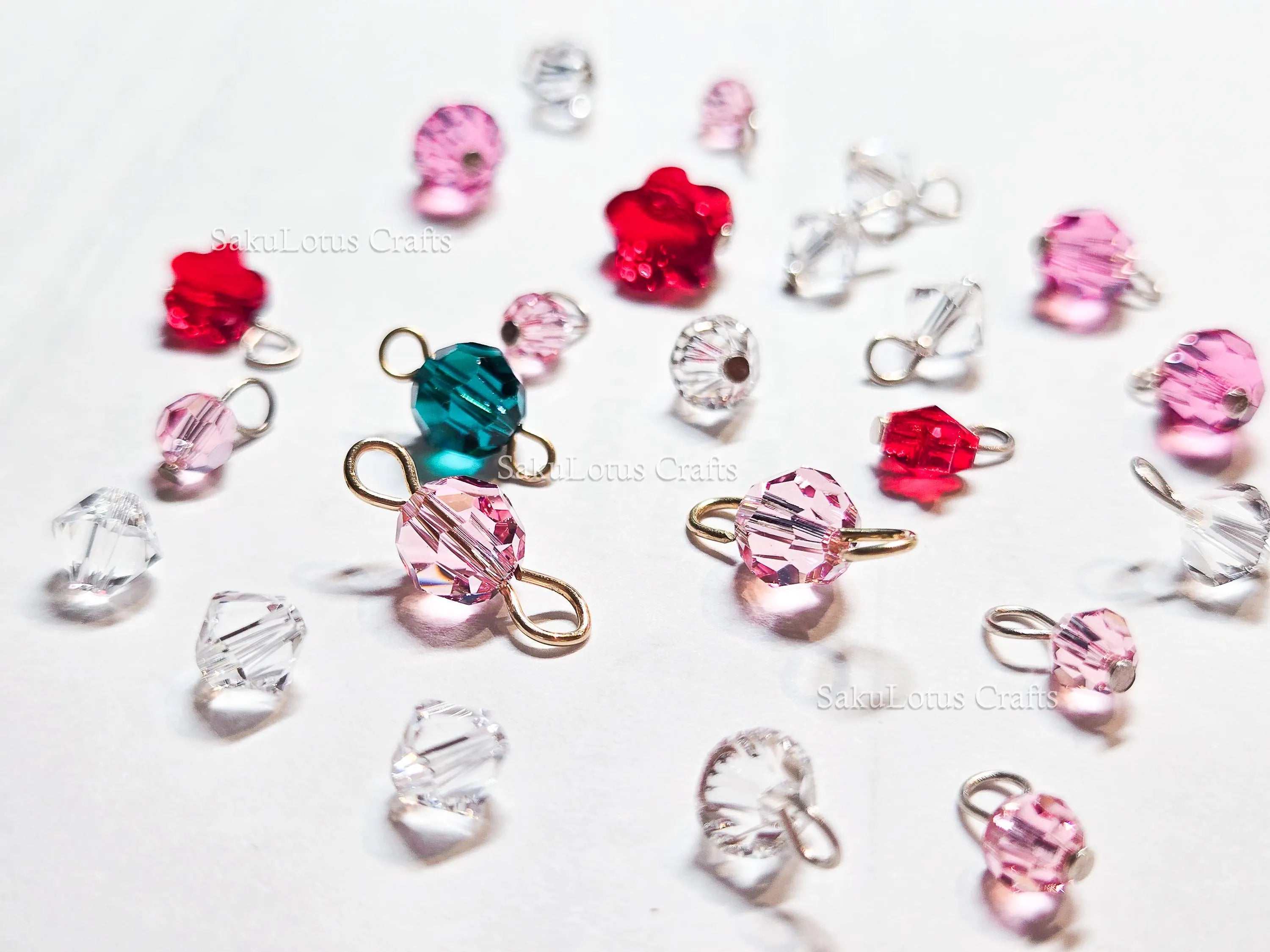 24pc Swarovski Crystal Connector Lot • Round Bicone Flower Beads • Sterling Silver & Gold Filled Loops • Jewelry Making