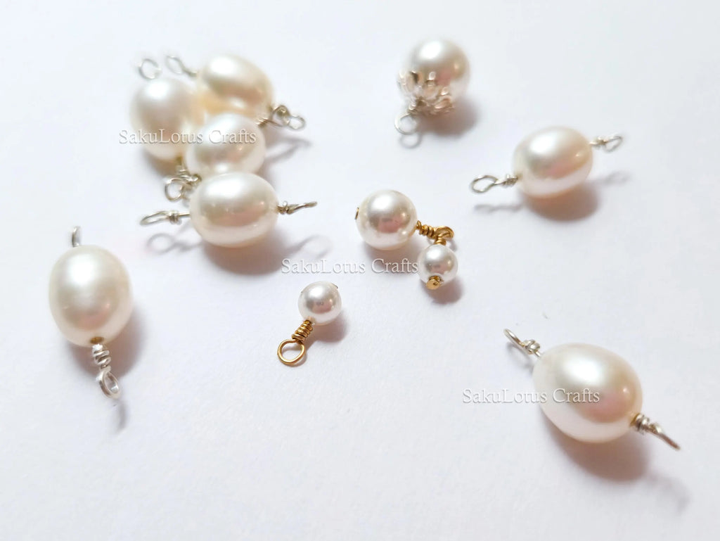 11pc Pearl Connector Bundle • Freshwater & Swarovski Pearl Charms • 925 Sterling Silver & 14K Gold Filled • Jewelry Making