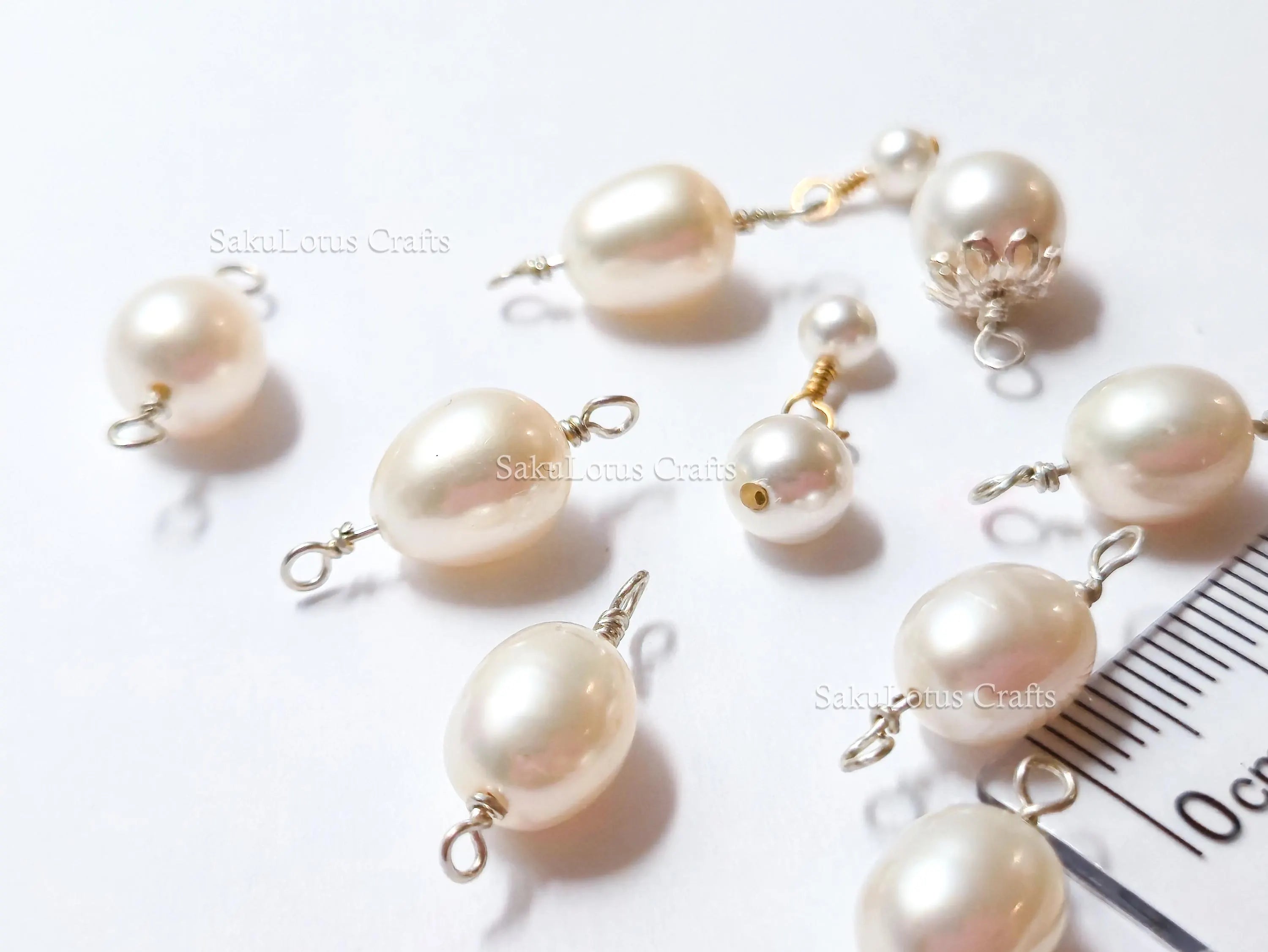 11pc Pearl Connector Bundle • Freshwater & Swarovski Pearl Charms • 925 Sterling Silver & 14K Gold Filled • Jewelry Making