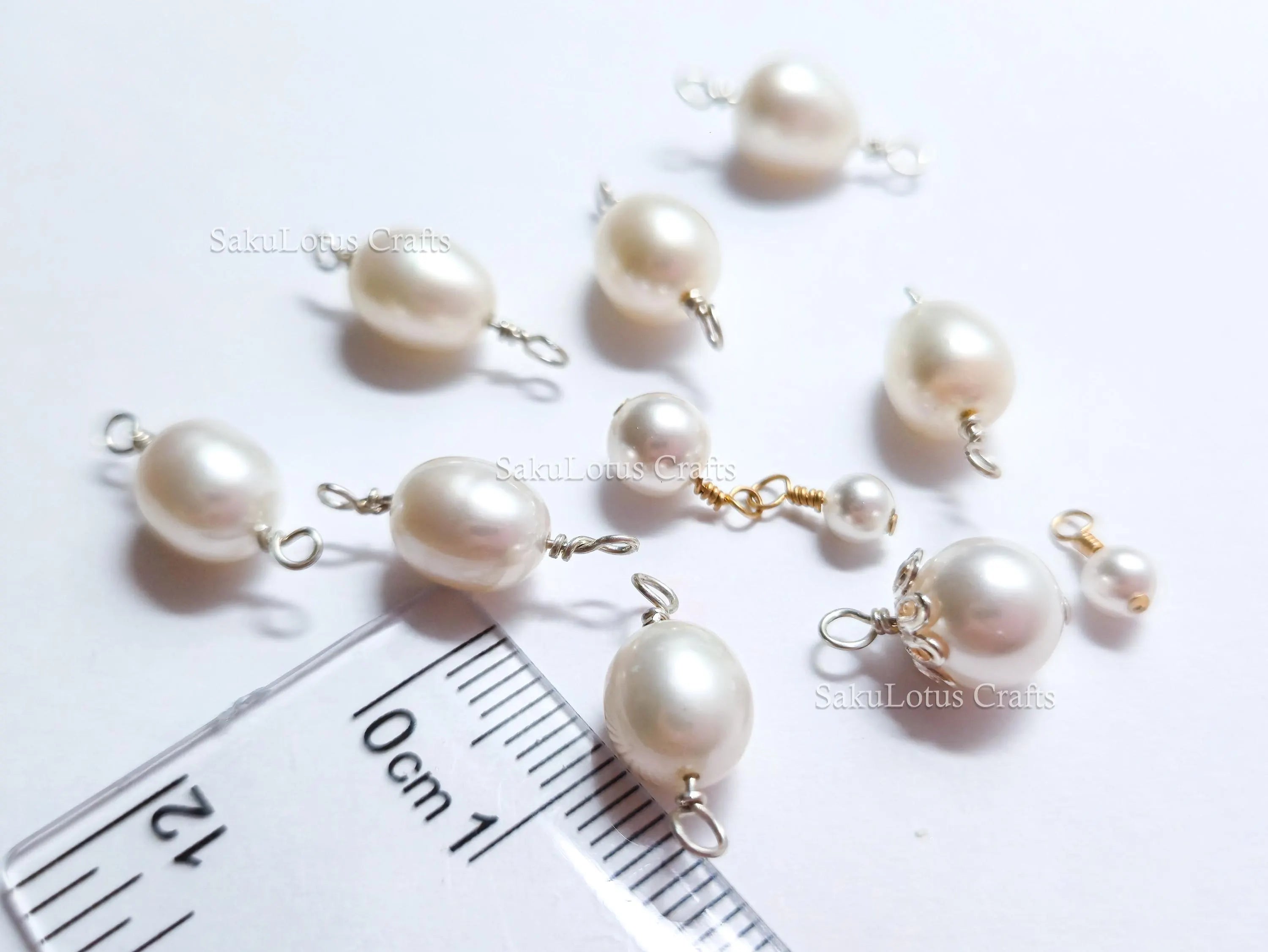 11pc Pearl Connector Bundle • Freshwater & Swarovski Pearl Charms • 925 Sterling Silver & 14K Gold Filled • Jewelry Making