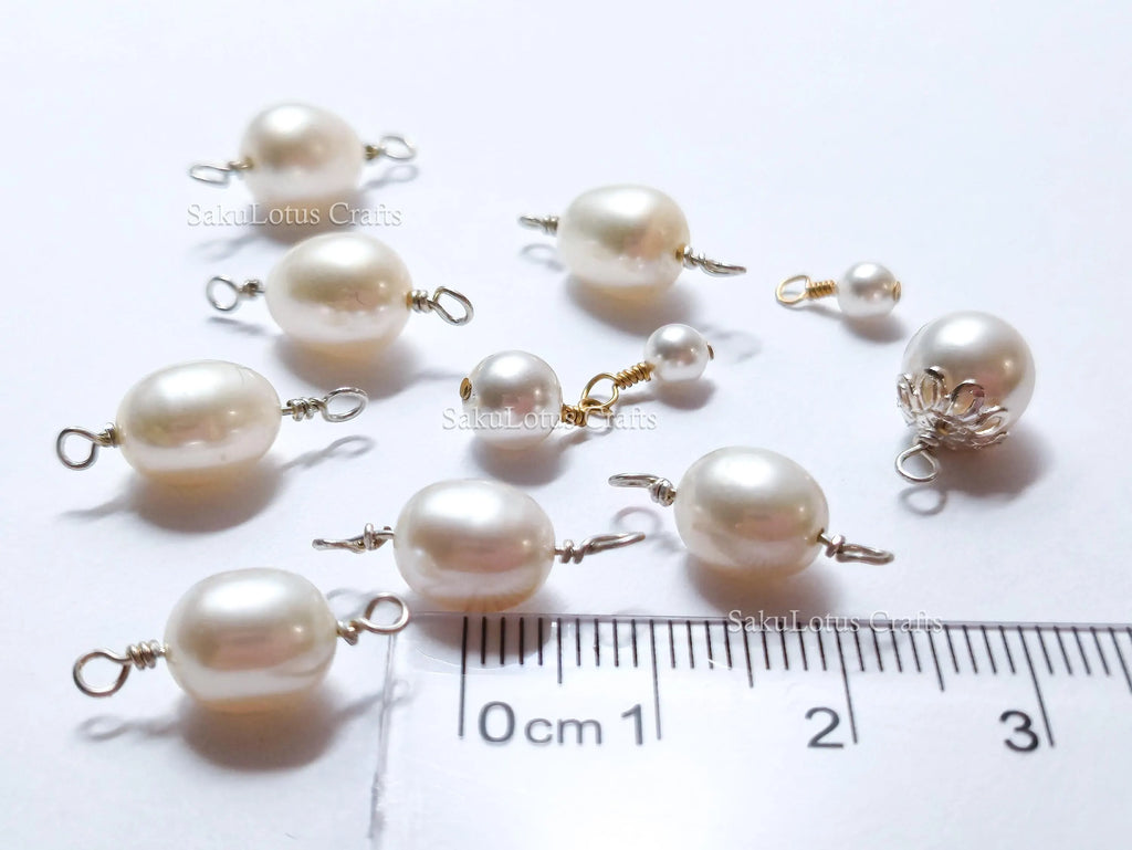 11pc Pearl Connector Bundle • Freshwater & Swarovski Pearl Charms • 925 Sterling Silver & 14K Gold Filled • Jewelry Making