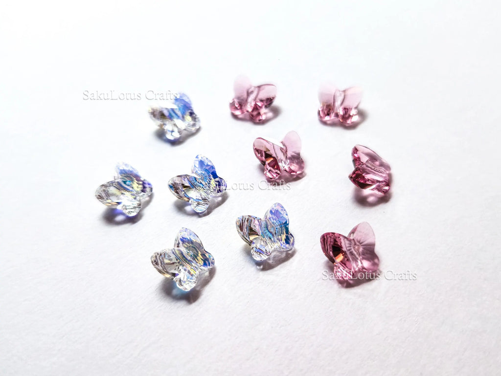 Swarovski Butterfly Crystal Beads • 8mm 5754 • Crystal AB or Rose Pink • Genuine Austria Crystal Supplies