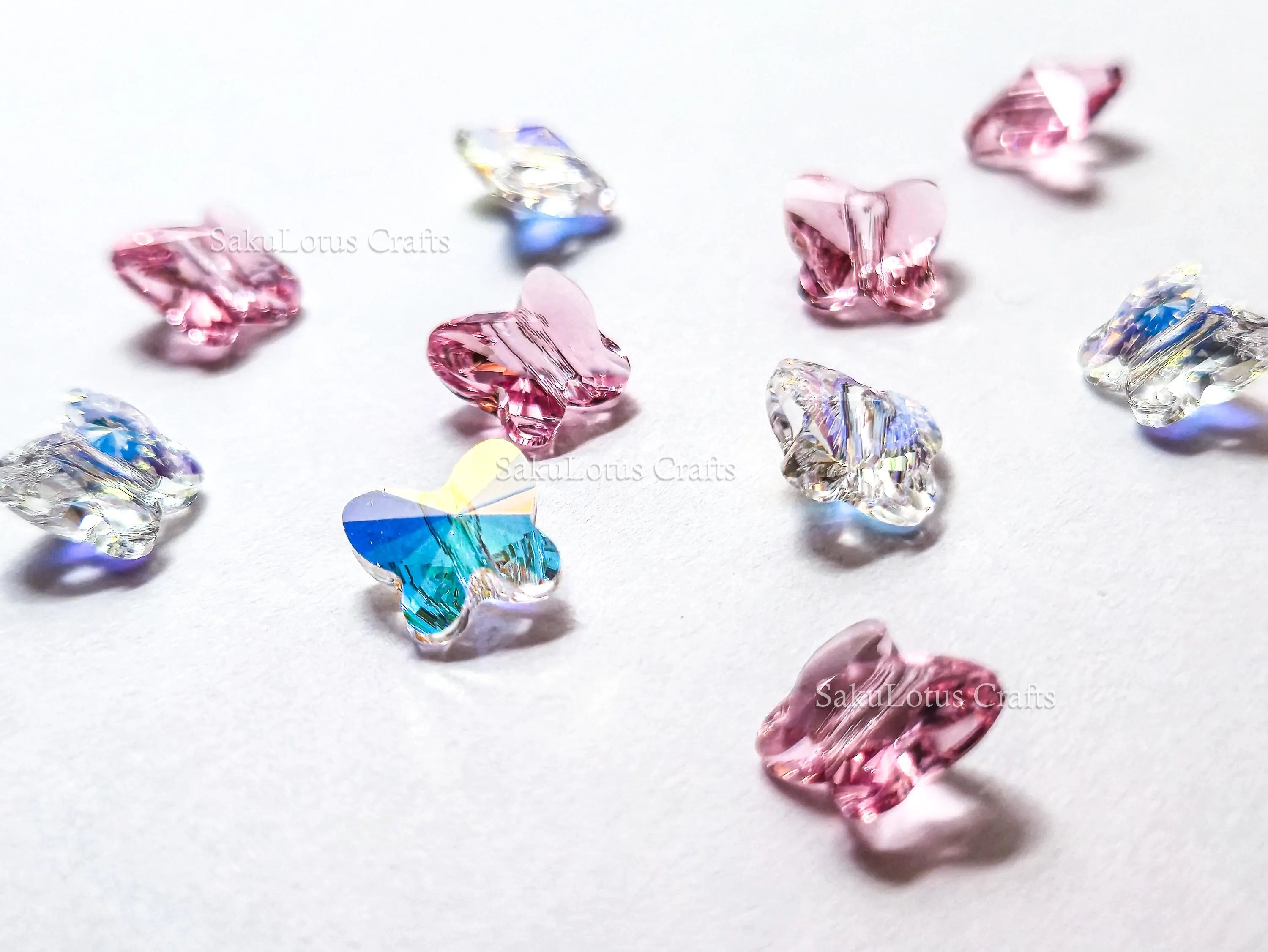 Swarovski Butterfly Crystal Beads • 8mm 5754 • Crystal AB or Rose Pink • Genuine Austria Crystal Supplies