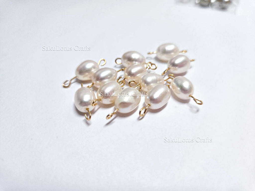 AA Freshwater Pearl Connector • 14K Gold Filled Double Loop Link • 8x10mm Oval Pearl • Jewelry Making Supplies