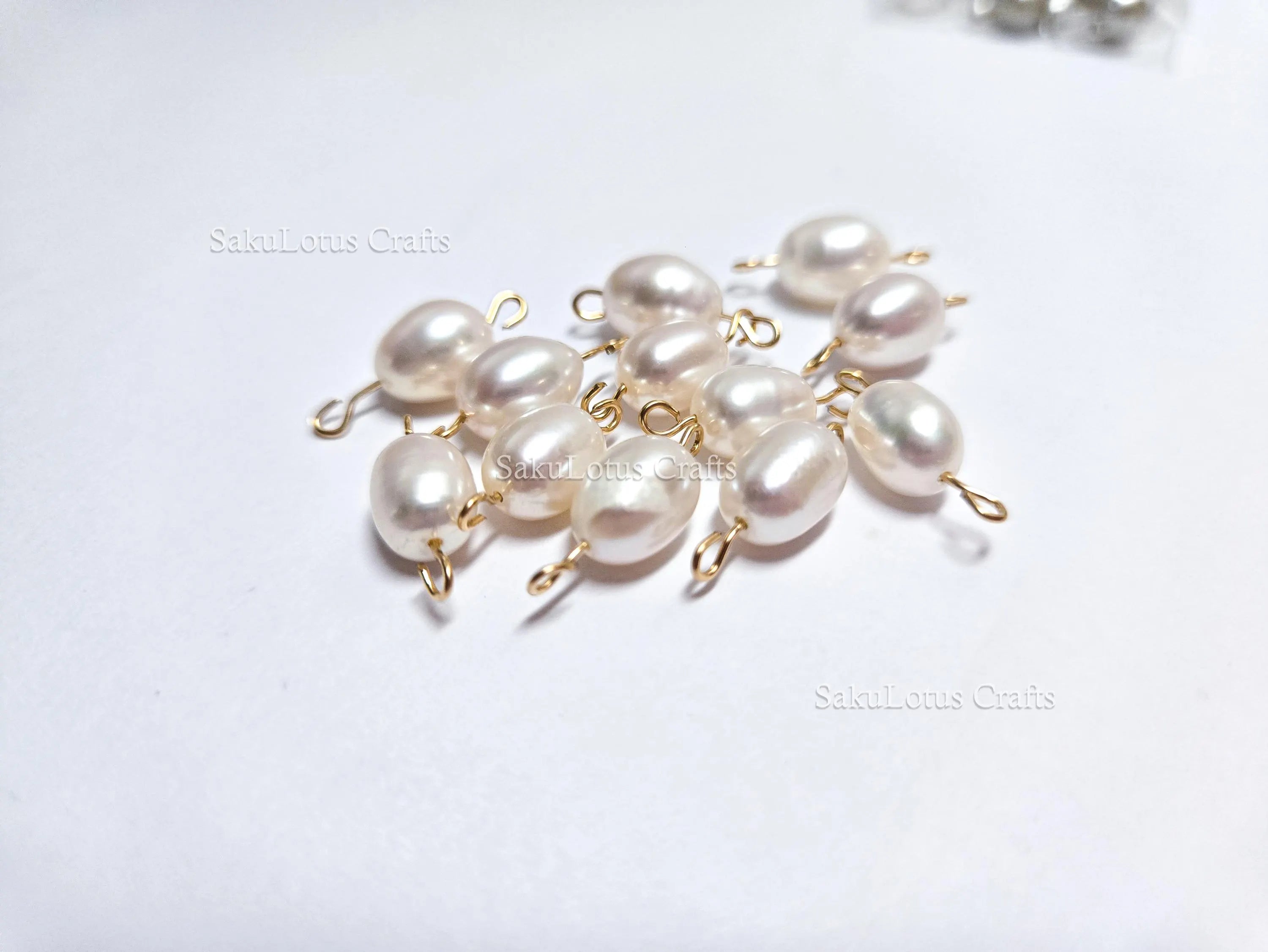 AA Freshwater Pearl Connector • 14K Gold Filled Double Loop Link • 8x10mm Oval Pearl • Jewelry Making Supplies