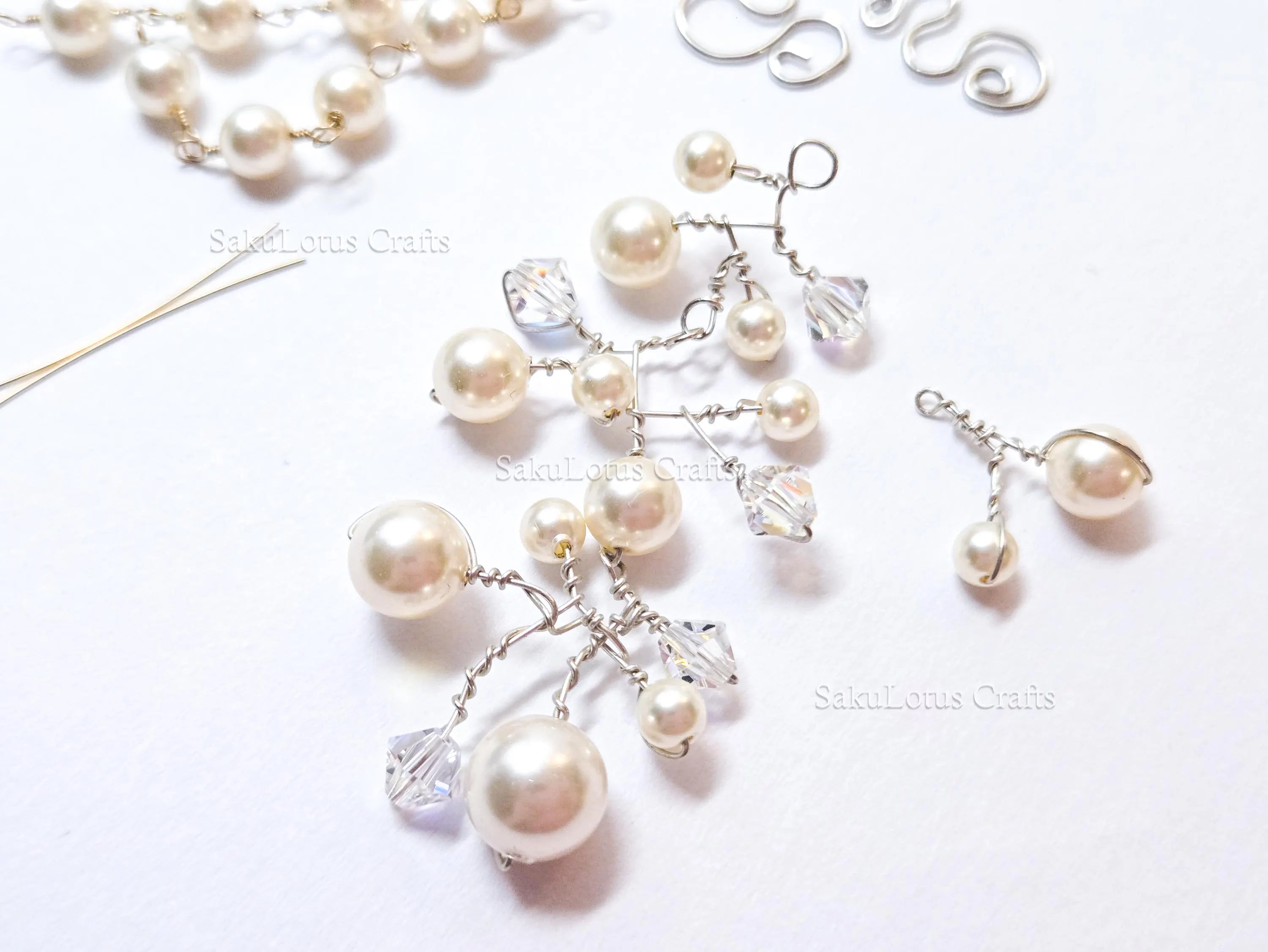 Vintage Swarovski Pearl & Crystal Handmade Connectors • Sterling Silver & Gold Filled • Jewelry Making Supplies Destash