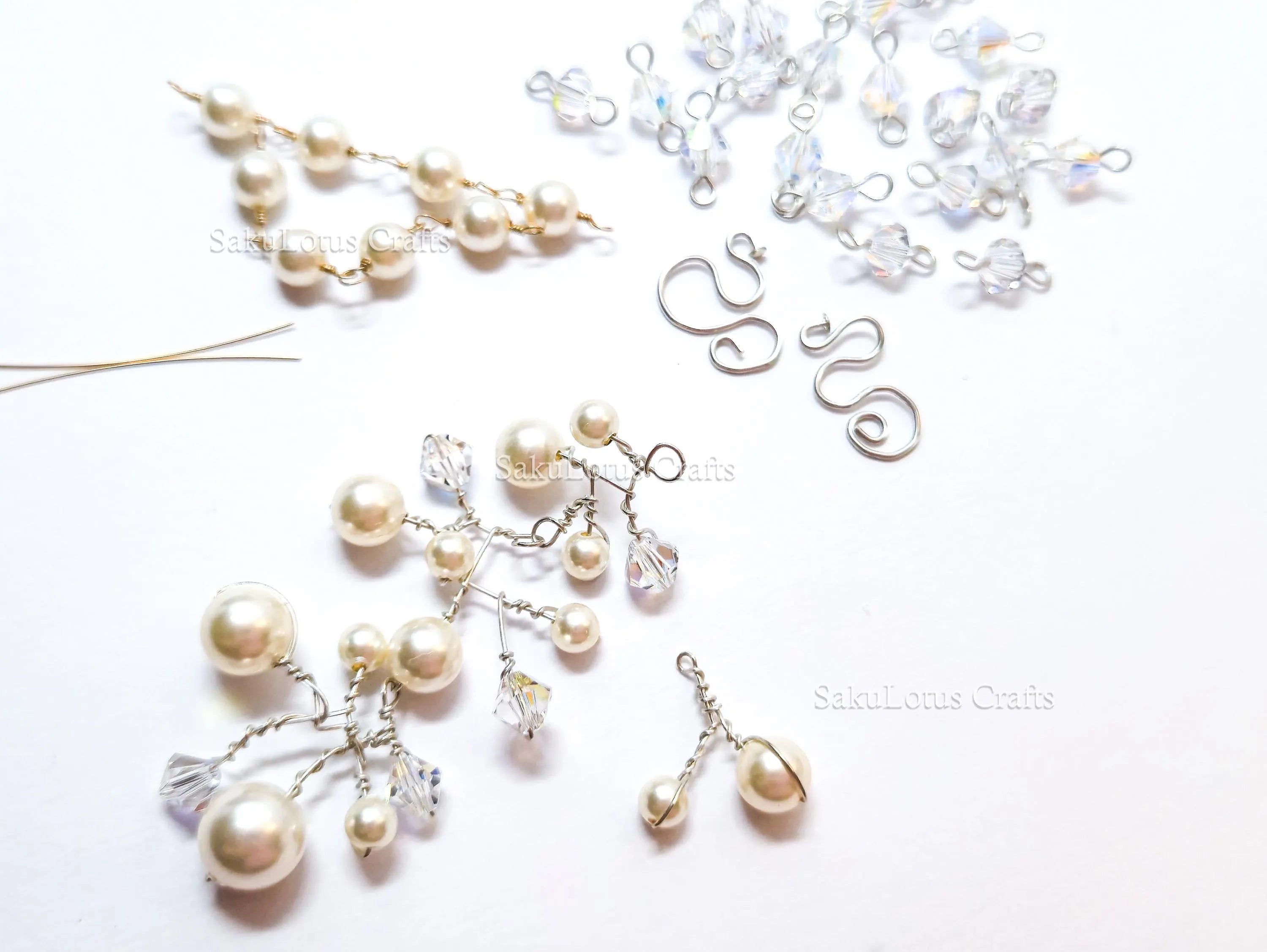 Vintage Swarovski Pearl & Crystal Handmade Connectors • Sterling Silver & Gold Filled • Jewelry Making Supplies Destash