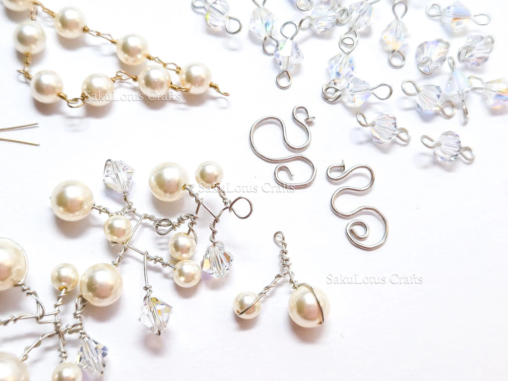 Vintage Swarovski Pearl & Crystal Handmade Connectors • Sterling Silver & Gold Filled • Jewelry Making Supplies Destash