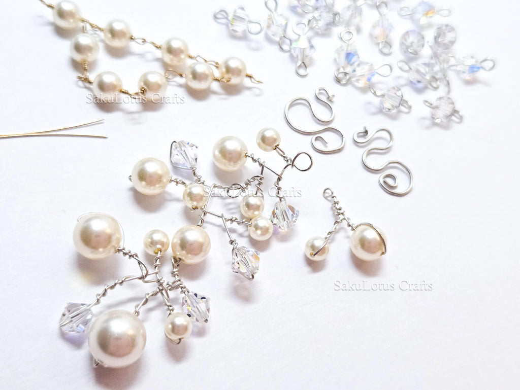 Vintage Swarovski Pearl & Crystal Handmade Connectors • Sterling Silver & Gold Filled • Jewelry Making Supplies Destash