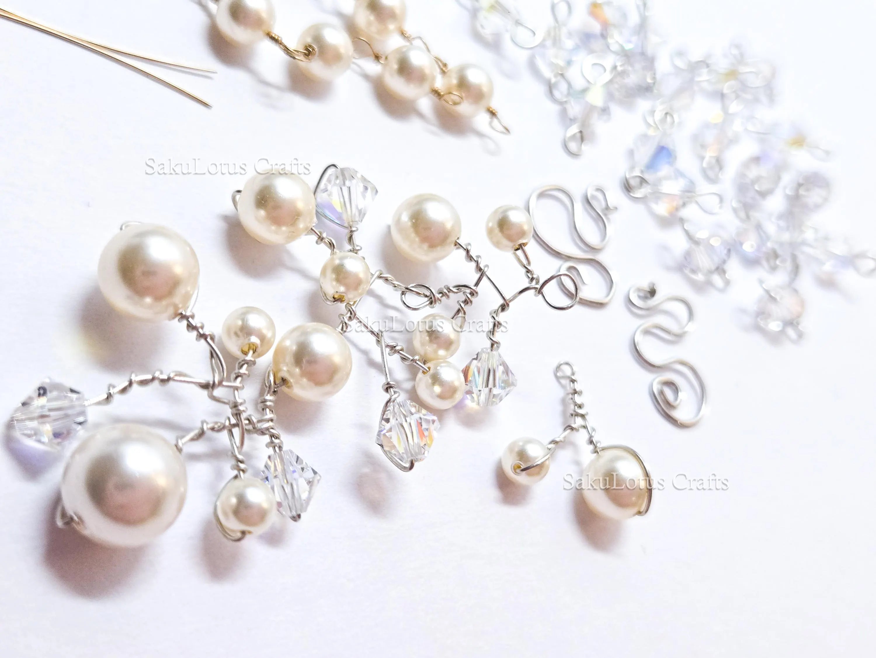 Vintage Swarovski Pearl & Crystal Handmade Connectors • Sterling Silver & Gold Filled • Jewelry Making Supplies Destash