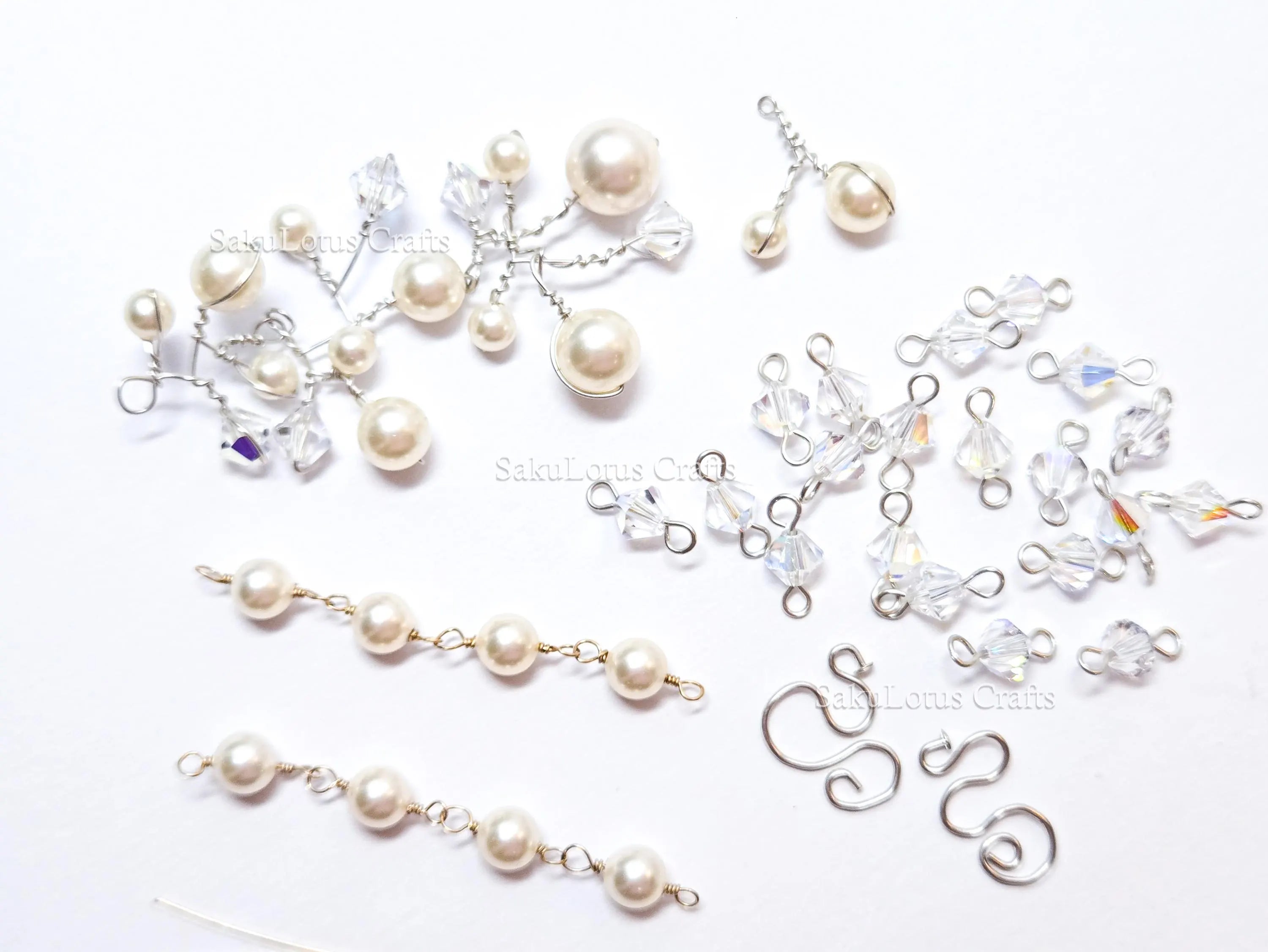 Vintage Swarovski Pearl & Crystal Handmade Connectors • Sterling Silver & Gold Filled • Jewelry Making Supplies Destash