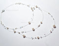Handmade Floating Necklace Swarovski Pearl Crystal  • 925 Sterling Silver • Triple Layered 19" 21" 24" • 1127 Designs