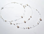Handmade Floating Necklace Swarovski Pearl Crystal  • 925 Sterling Silver • Triple Layered 19" 21" 24" • 1127 Designs