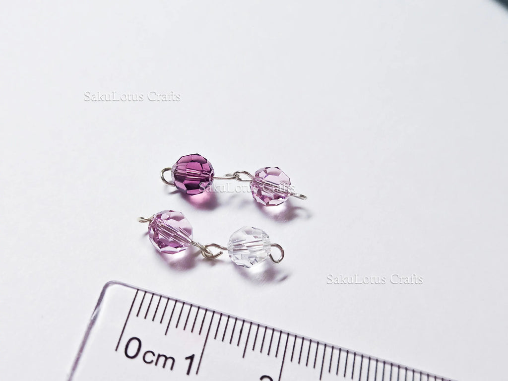 6mm Amethyst & Clear Swarovski Crystal Connectors – Handmade 925 Sterling Silver Wire Wrapped