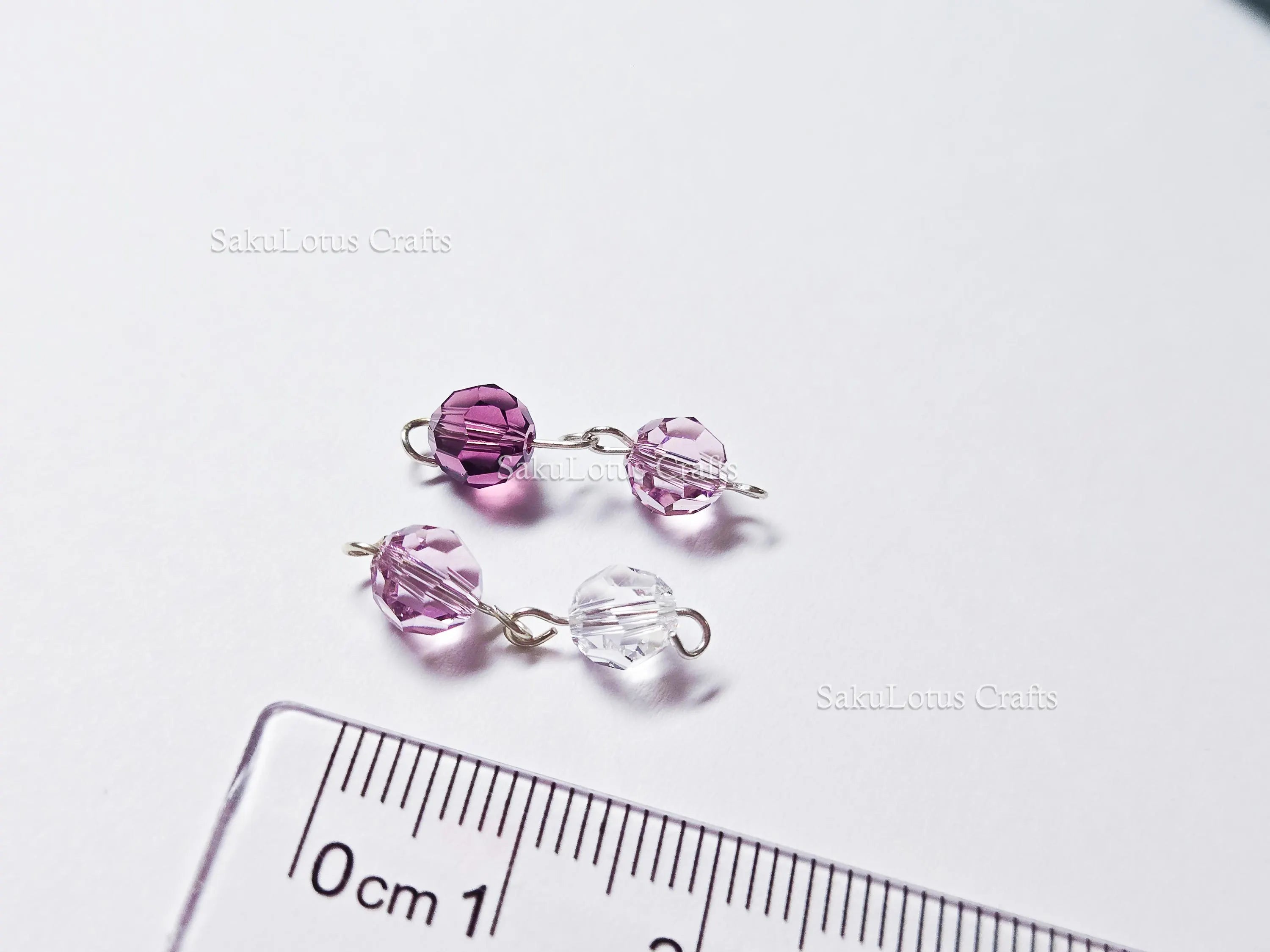 6mm Amethyst & Clear Swarovski Crystal Connectors – Handmade 925 Sterling Silver Wire Wrapped