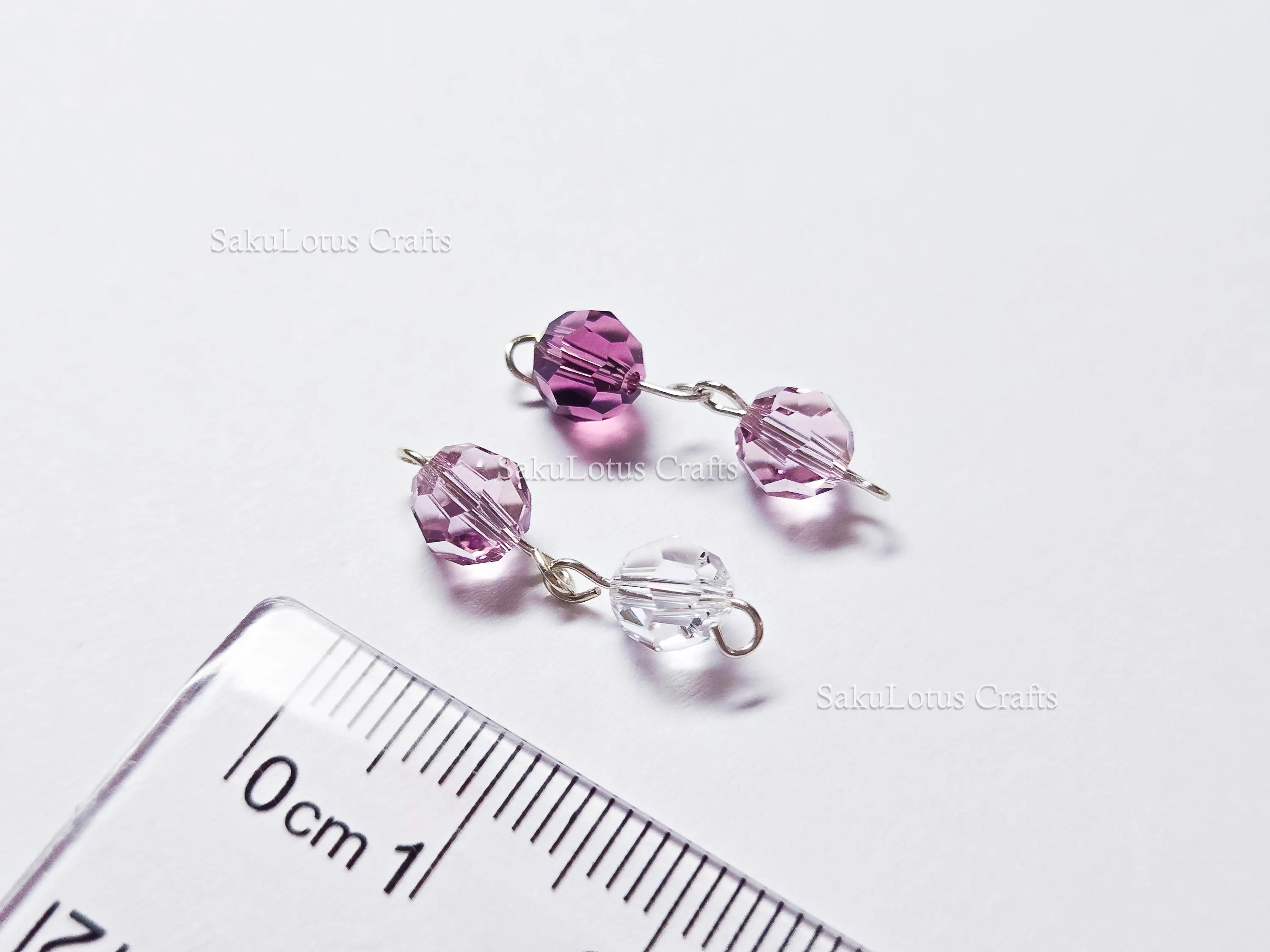 6mm Amethyst & Clear Swarovski Crystal Connectors – Handmade 925 Sterling Silver Wire Wrapped