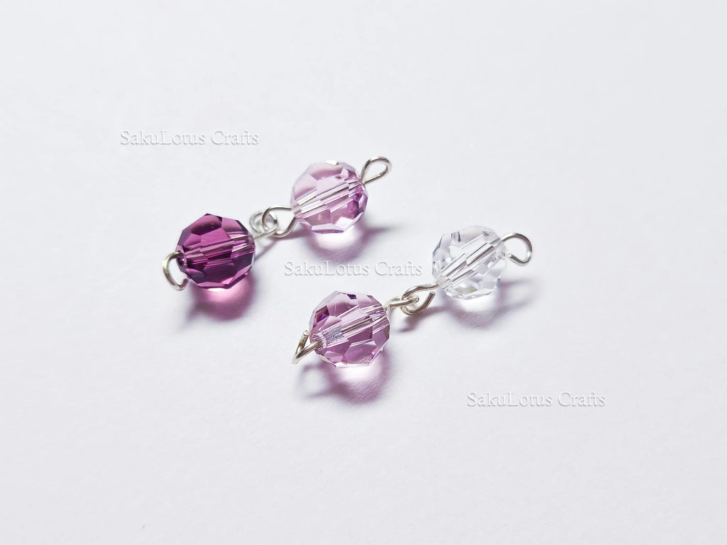 6mm Amethyst & Clear Swarovski Crystal Connectors – Handmade 925 Sterling Silver Wire Wrapped