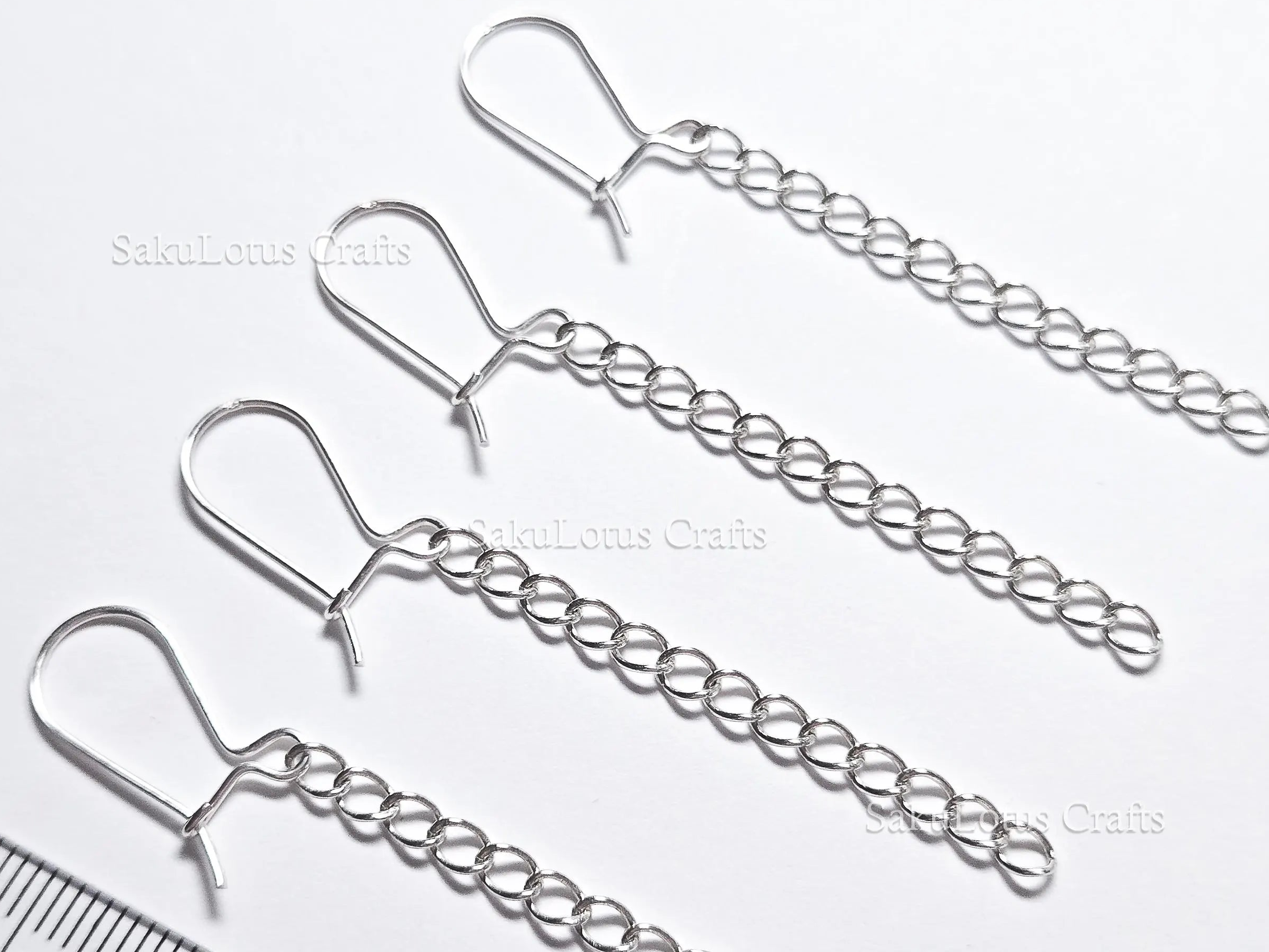 Solid 925 Sterling Silver Long Chain Drop Earrings • 6cm Fish Hook Dangle • Minimal Earrings or DIY Jewelry Base