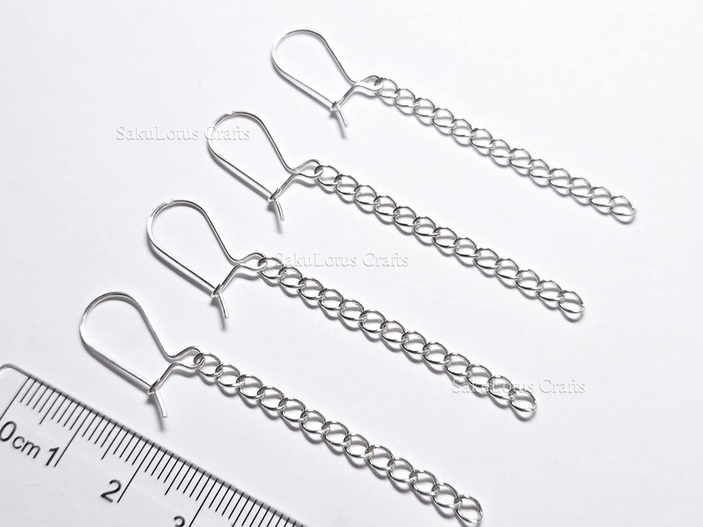 Solid 925 Sterling Silver Long Chain Drop Earrings • 6cm Fish Hook Dangle • Minimal Earrings or DIY Jewelry Base